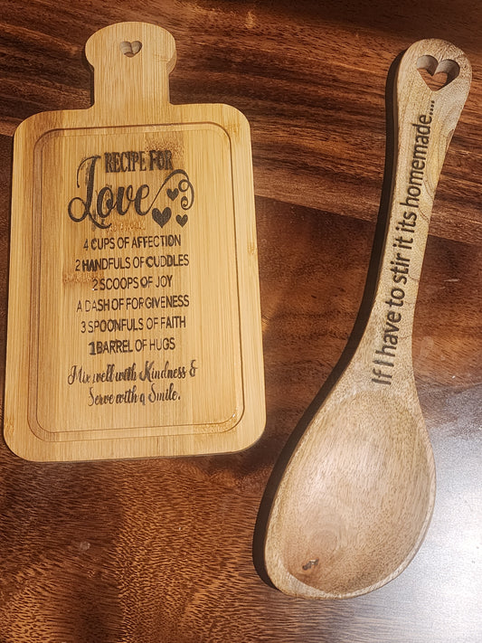 Custom Engraved wooden spoon with heart